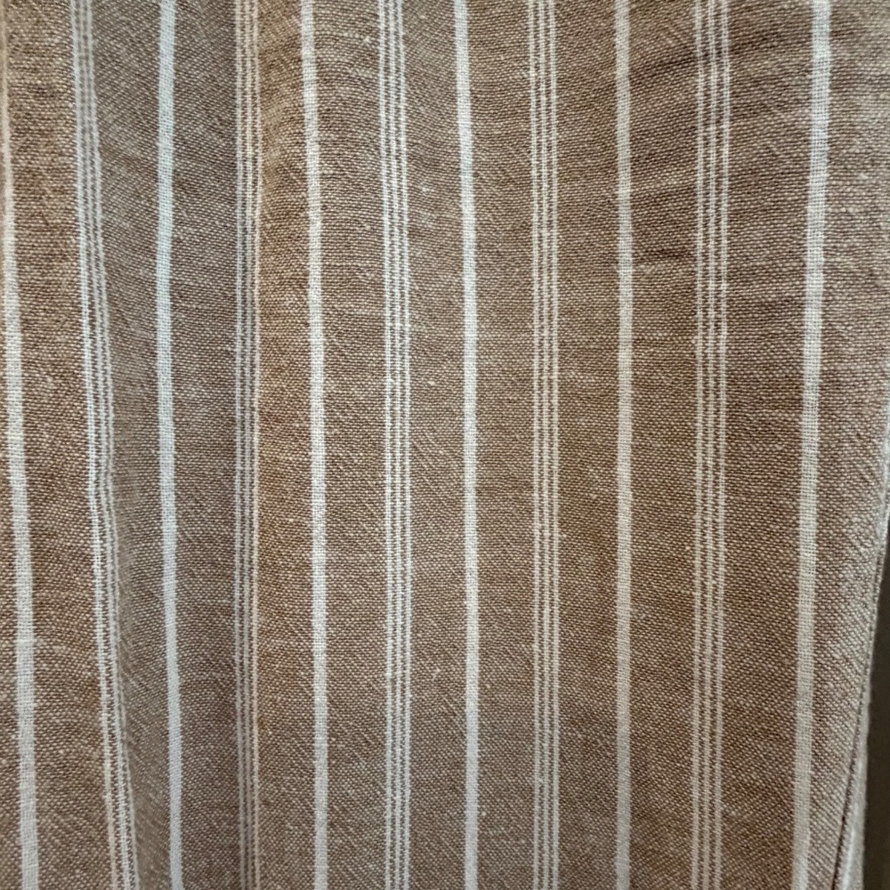 Briggs Women's Tan & White Linen Beach Pants, Tie Waist, Size Medium - Picture 5 of 12